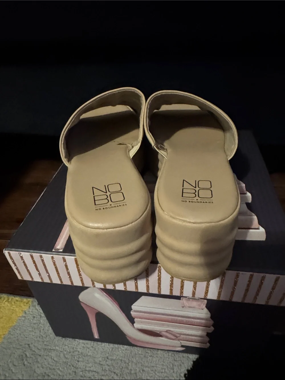 No Boundaries Beige Slide Platform Sandals - Women's Comfortable Open-Toe Slides